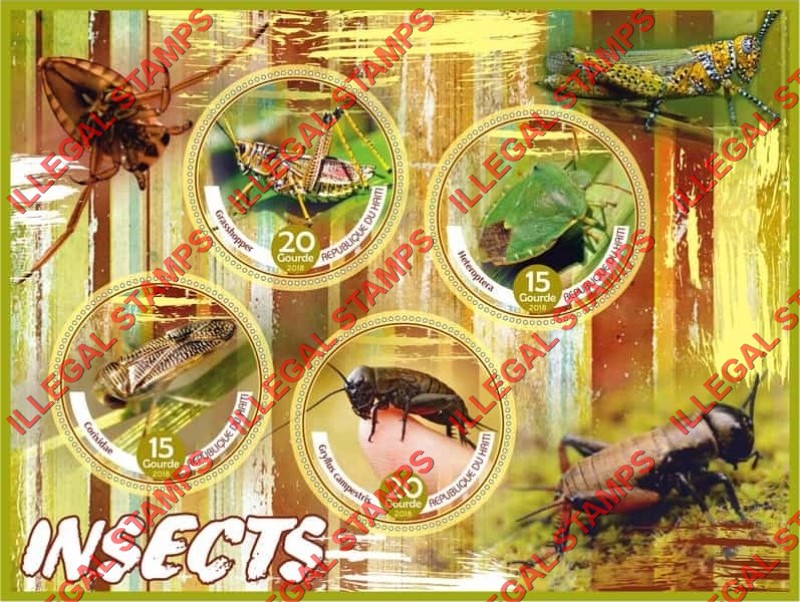 Haiti 2018 Insects Illegal Stamp Souvenir Sheet of 4
