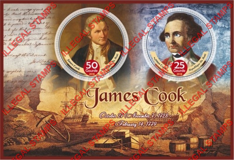 Haiti 2018 James Cook (different) Illegal Stamp Souvenir Sheet of 2