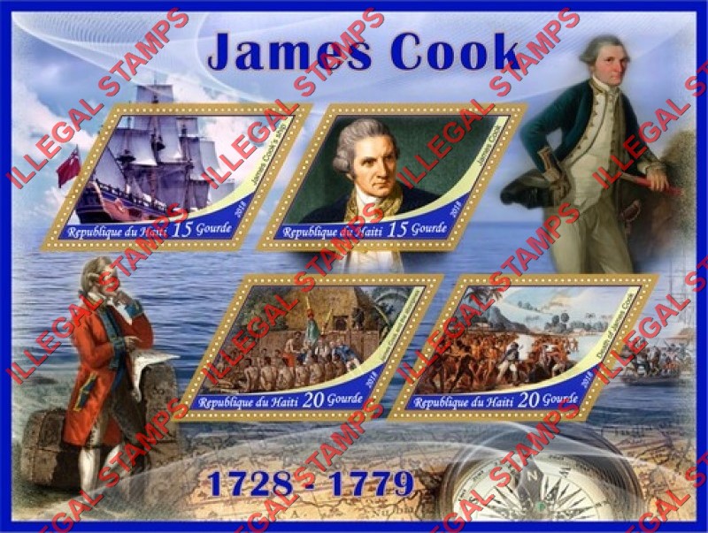 Haiti 2018 James Cook Illegal Stamp Souvenir Sheet of 4