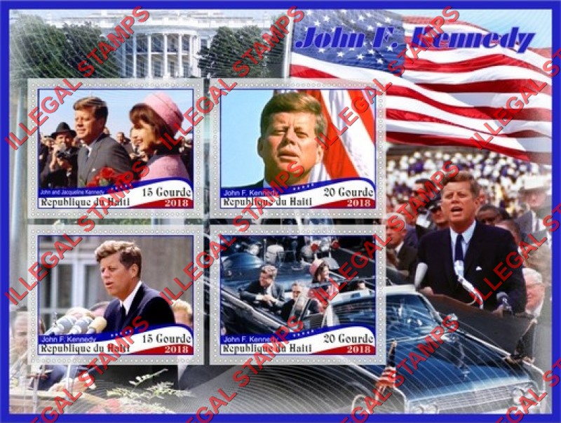 Haiti 2018 John F. Kennedy (different) Illegal Stamp Souvenir Sheet of 4