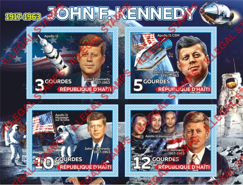 Haiti 2018 John F. Kennedy Illegal Stamp Souvenir Sheet of 4