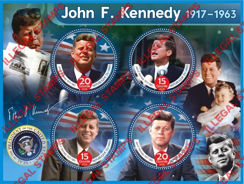 Haiti 2018 John F. Kennedy Illegal Stamp Souvenir Sheet of 4