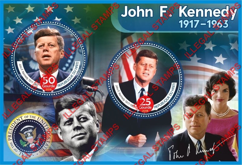 Haiti 2018 John F. Kennedy Illegal Stamp Souvenir Sheet of 2