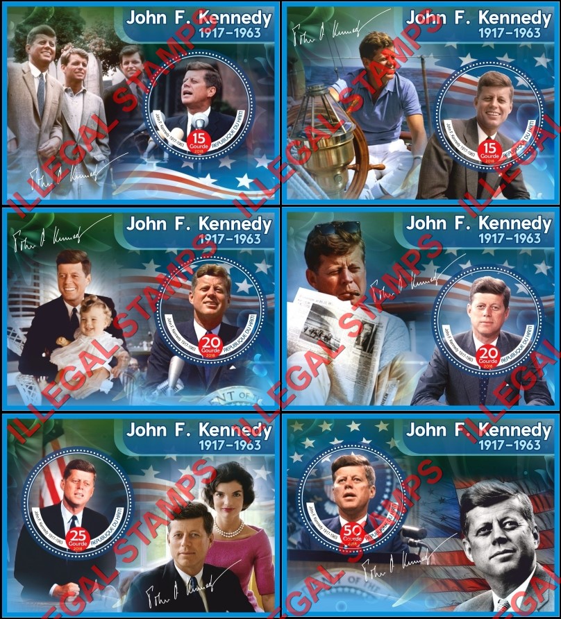 Haiti 2018 John F. Kennedy Illegal Stamp Souvenir Sheets of 1