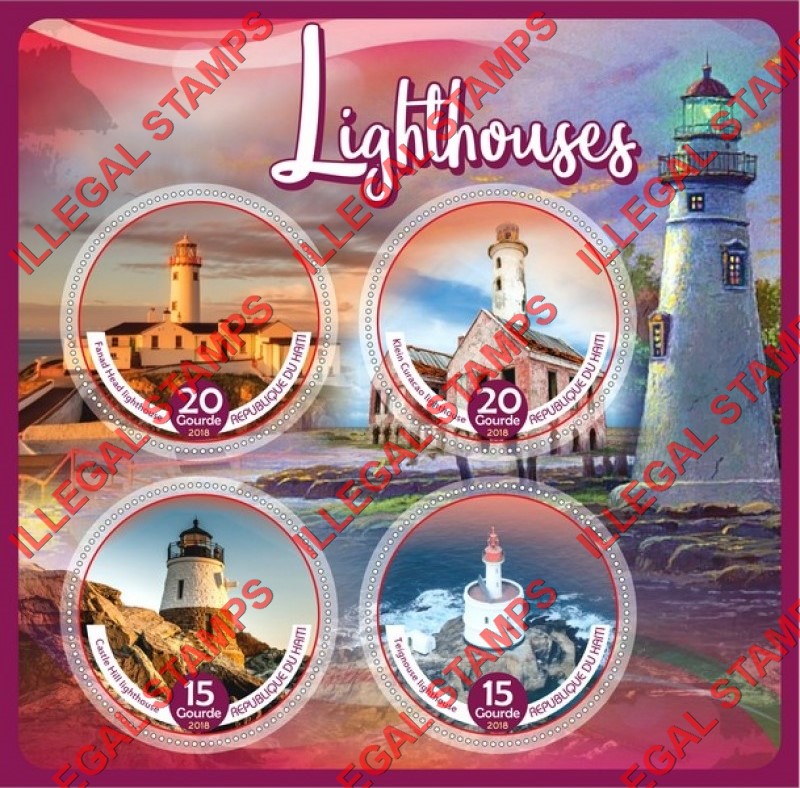 Haiti 2018 Lighthouses Illegal Stamp Souvenir Sheet of 4