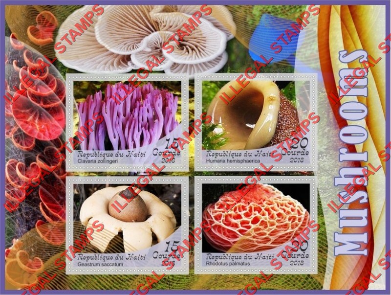 Haiti 2018 Mushrooms (different) Illegal Stamp Souvenir Sheet of 4