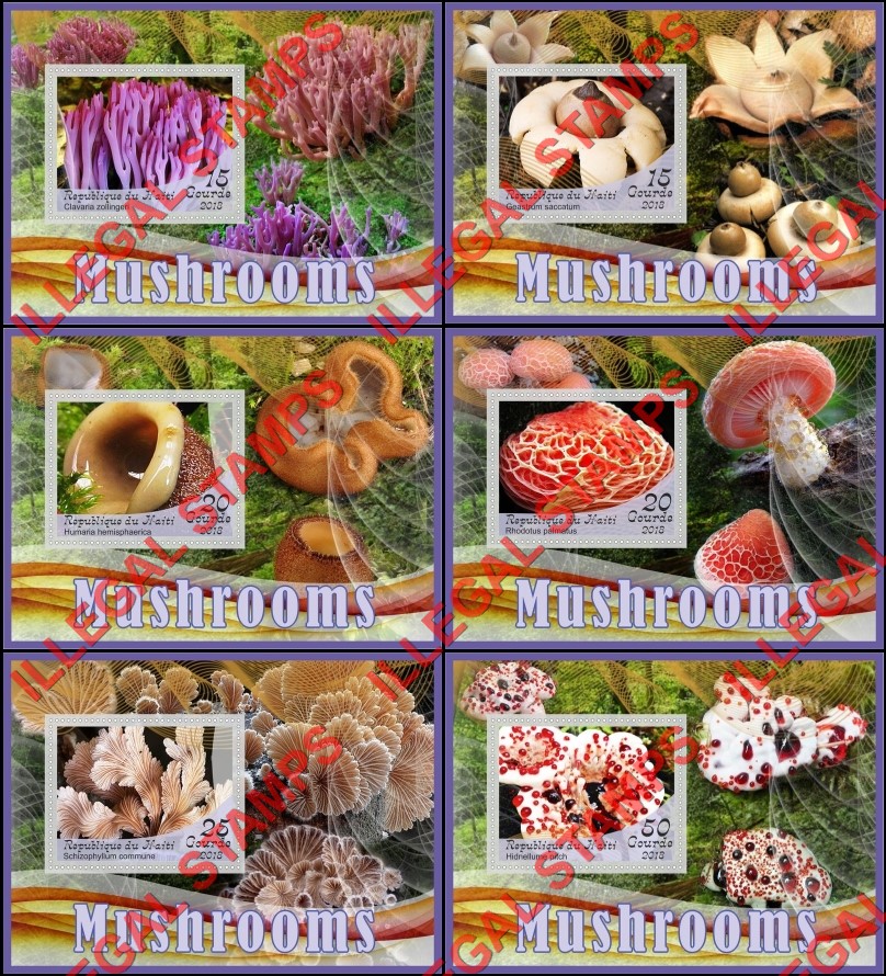 Haiti 2018 Mushrooms (different) Illegal Stamp Souvenir Sheets of 1