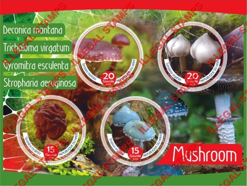 Haiti 2018 Mushrooms Illegal Stamp Souvenir Sheet of 4