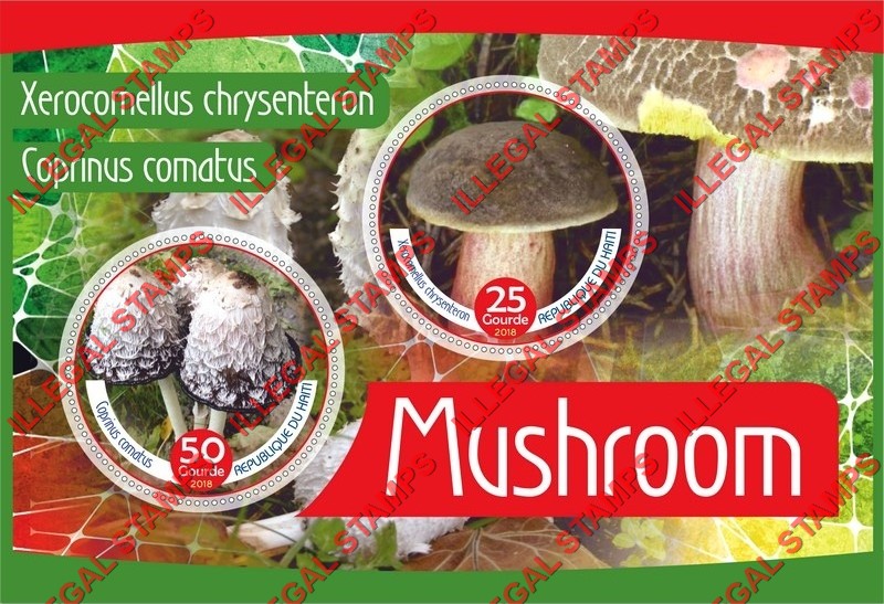 Haiti 2018 Mushrooms Illegal Stamp Souvenir Sheet of 2