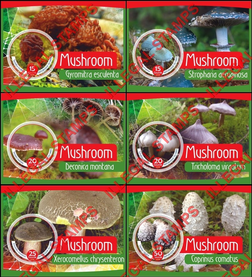 Haiti 2018 Mushrooms Illegal Stamp Souvenir Sheets of 1
