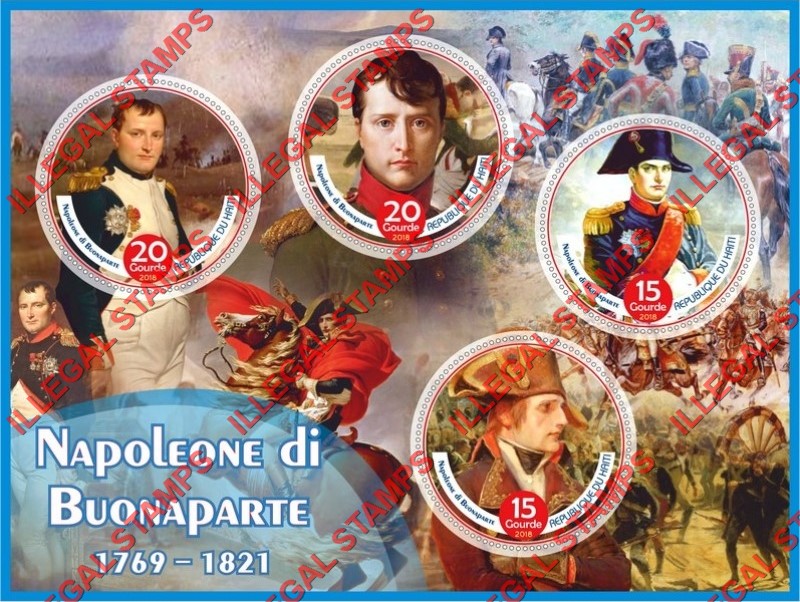 Haiti 2018 Napoleon Bonaparte Illegal Stamp Souvenir Sheet of 4
