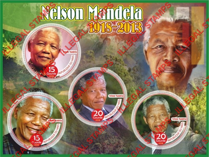 Haiti 2018 Nelson Mandela Illegal Stamp Souvenir Sheet of 4