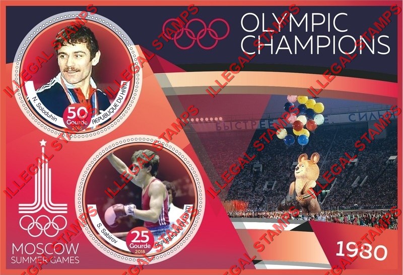 Haiti 2018 Olympic Champions in Moscow 1980 Illegal Stamp Souvenir Sheet of 2