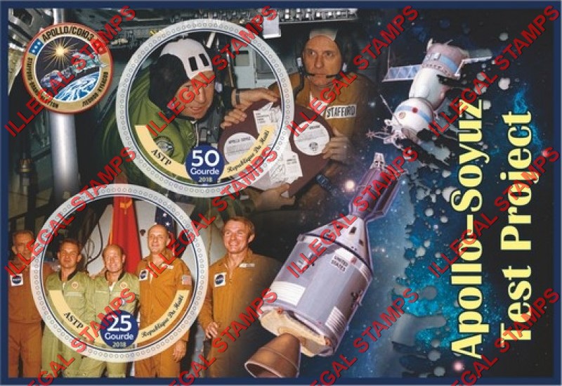 Haiti 2018 Space Apollo Soyuz Test Project Illegal Stamp Souvenir Sheet of 2