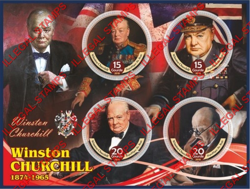 Haiti 2018 Winston Churchill (different) Illegal Stamp Souvenir Sheet of 4
