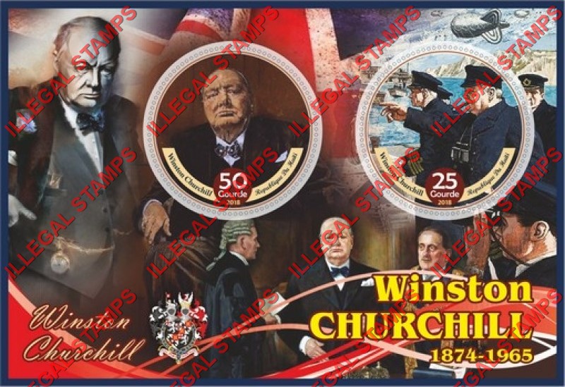 Haiti 2018 Winston Churchill (different) Illegal Stamp Souvenir Sheet of 2