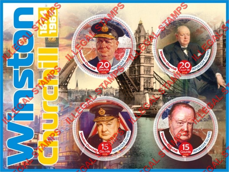 Haiti 2018 Winston Churchill Illegal Stamp Souvenir Sheet of 4