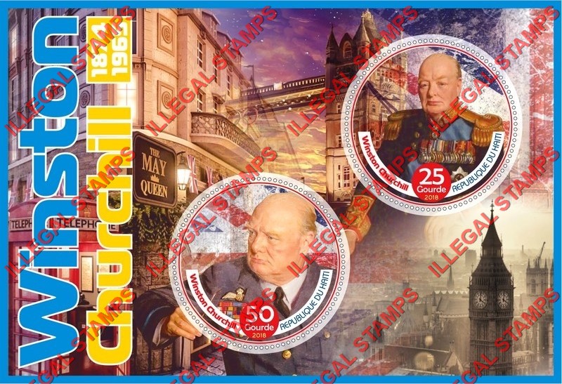 Haiti 2018 Winston Churchill Illegal Stamp Souvenir Sheet of 2