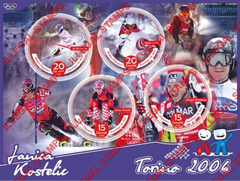 Haiti 2018 Winter Olympic Games in Torino 2006 Illegal Stamp Souvenir Sheet of 4