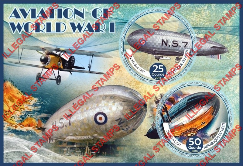 Haiti 2018 World War I Aviation Illegal Stamp Souvenir Sheet of 2