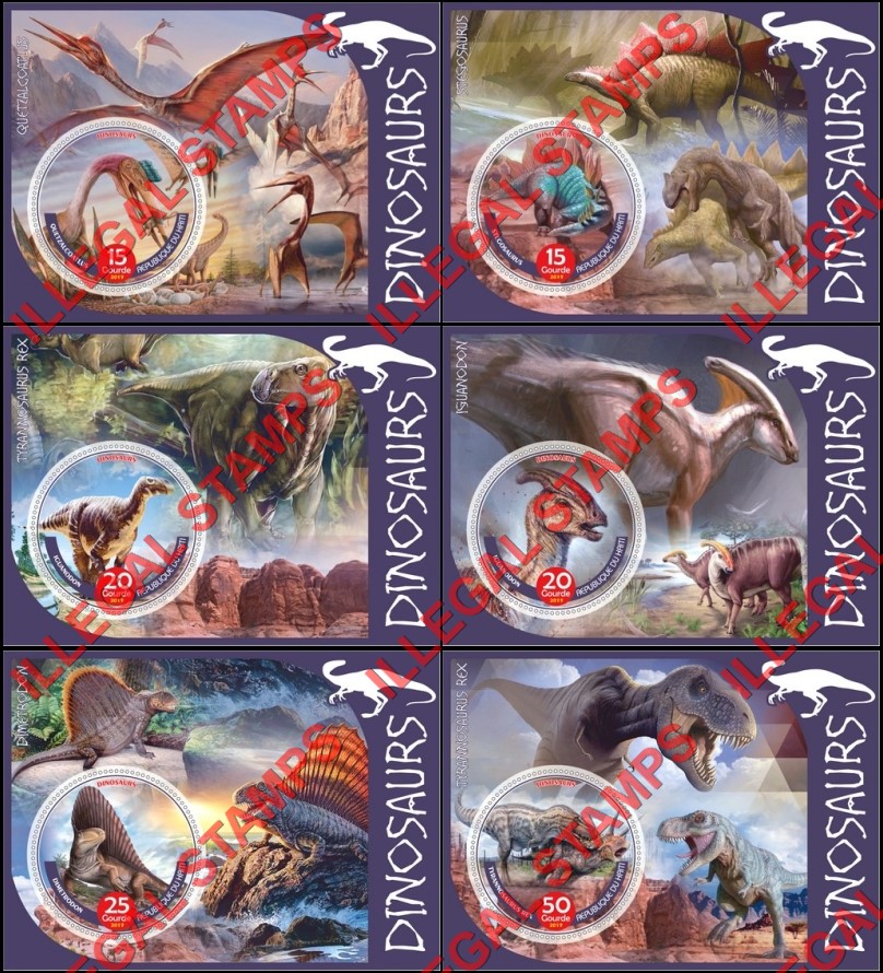 Haiti 2019 Dinosaurs (different) Illegal Stamp Souvenir Sheets of 1
