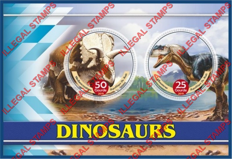 Haiti 2019 Dinosaurs Illegal Stamp Souvenir Sheet of 2