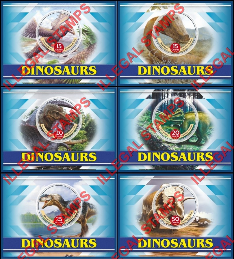 Haiti 2019 Dinosaurs Illegal Stamp Souvenir Sheets of 1