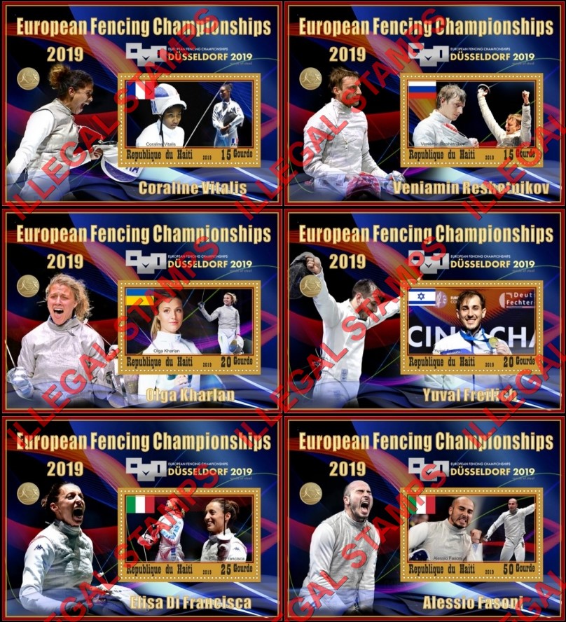 Haiti 2019 Fencing European Championships Illegal Stamp Souvenir Sheets of 1