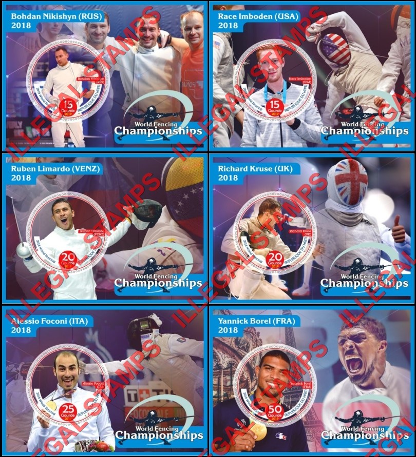 Haiti 2019 Fencing World Championships in 2018 Illegal Stamp Souvenir Sheets of 1