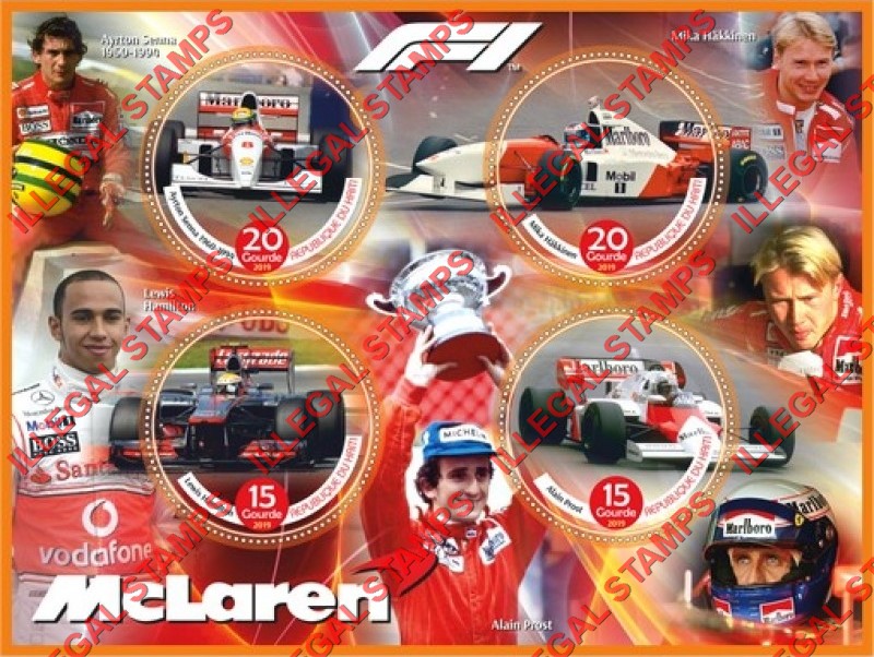 Haiti 2019 Formula I Drivers McLaren Illegal Stamp Souvenir Sheet of 4