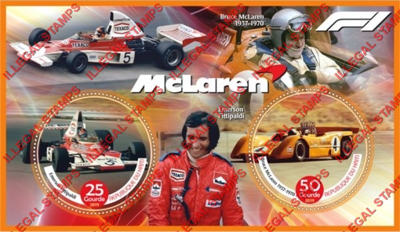 Haiti 2019 Formula I Drivers McLaren Illegal Stamp Souvenir Sheet of 2