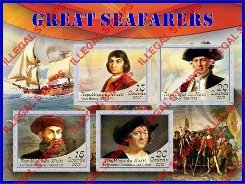 Haiti 2019 Great Seafarers Illegal Stamp Souvenir Sheet of 4
