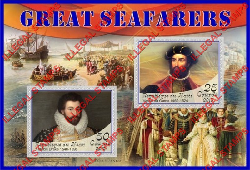 Haiti 2019 Great Seafarers Illegal Stamp Souvenir Sheet of 2