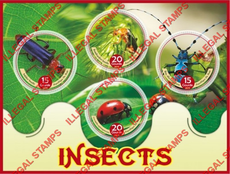 Haiti 2019 Insects Illegal Stamp Souvenir Sheet of 4