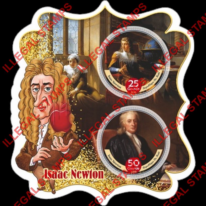 Haiti 2019 Isaac Newton Illegal Stamp Souvenir Sheet of 2