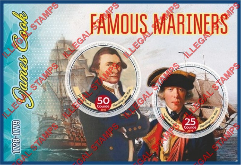 Haiti 2019 James Cook Famous Mariners Illegal Stamp Souvenir Sheet of 2