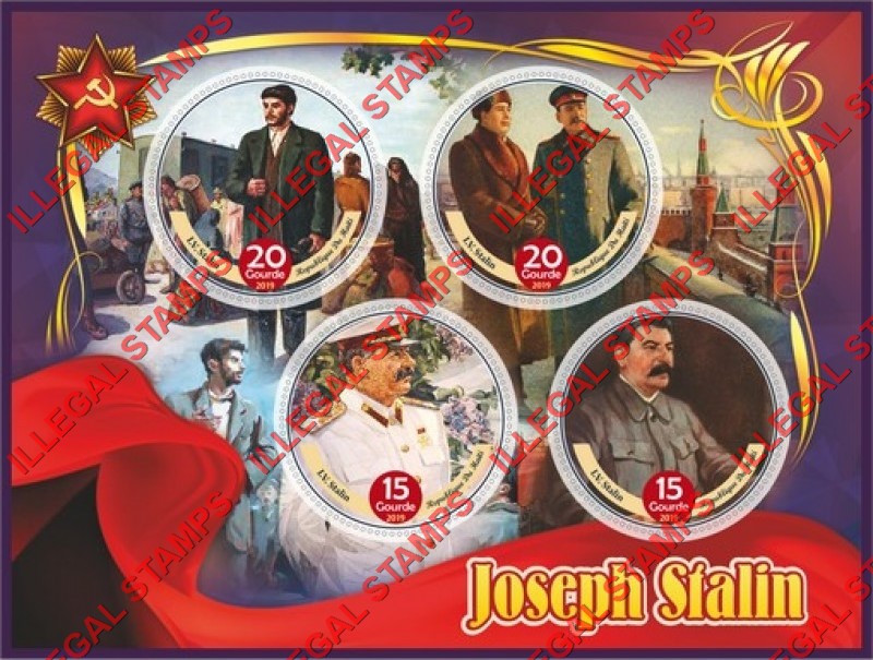 Haiti 2019 Joseph Stalin (different a) Illegal Stamp Souvenir Sheet of 4
