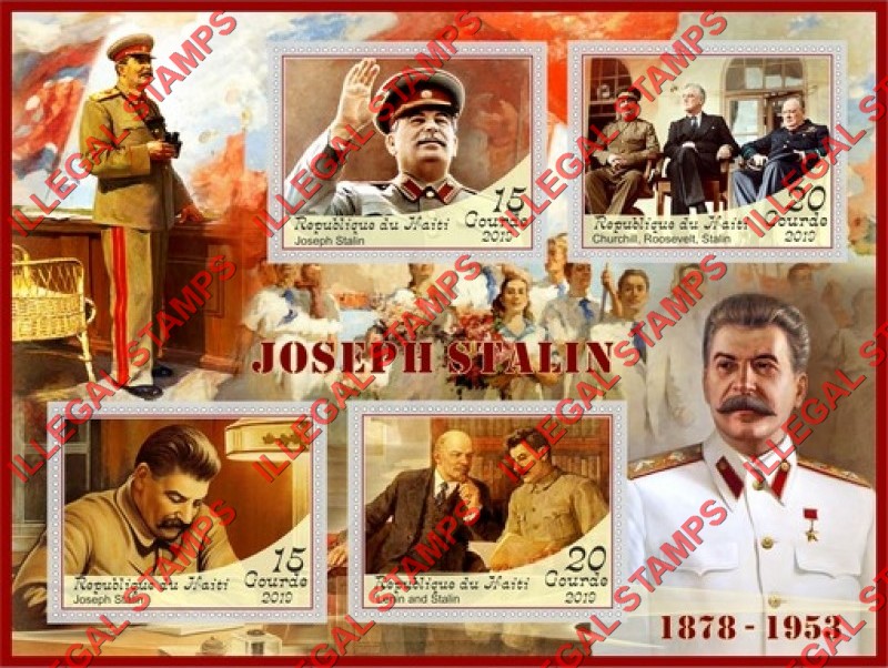 Haiti 2019 Joseph Stalin (different) Illegal Stamp Souvenir Sheet of 4