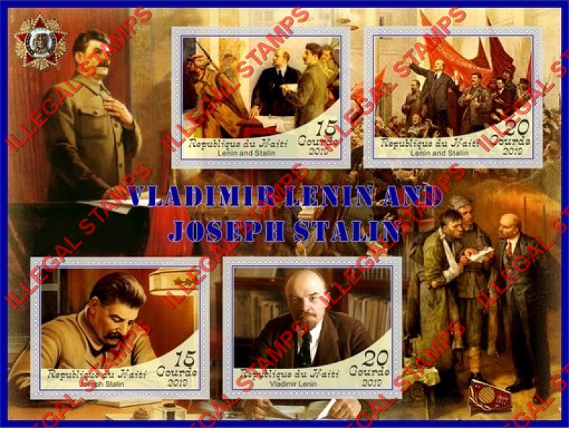 Haiti 2019 Lenin and Stalin Illegal Stamp Souvenir Sheet of 4