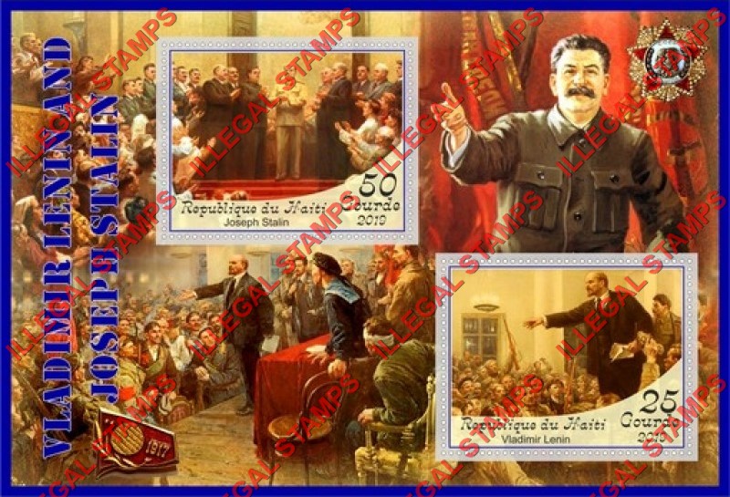 Haiti 2019 Lenin and Stalin Illegal Stamp Souvenir Sheet of 2