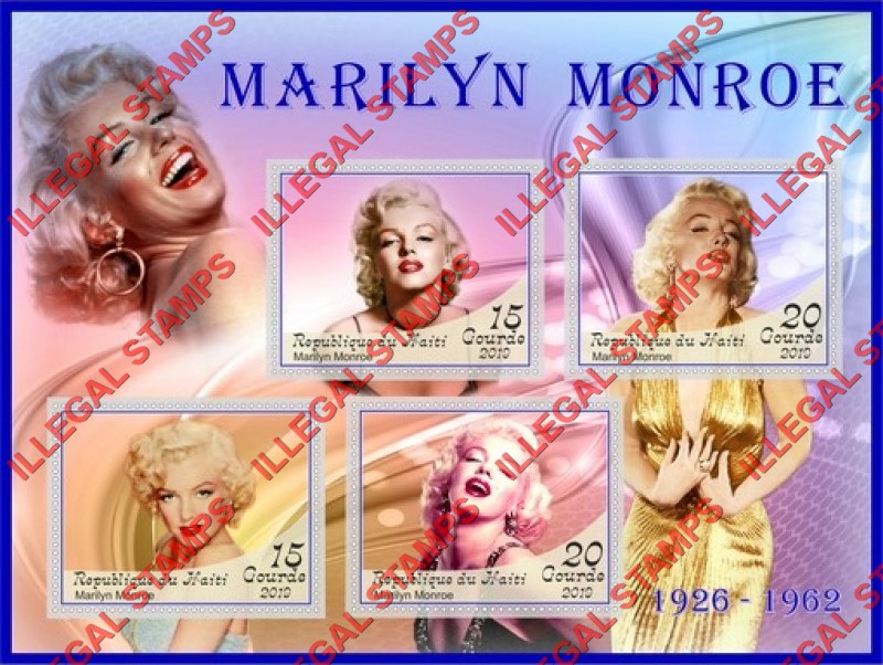 Haiti 2019 Marilyn Monroe (different) Illegal Stamp Souvenir Sheet of 4