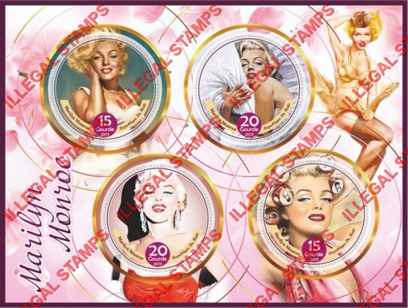 Haiti 2019 Marilyn Monroe Illegal Stamp Souvenir Sheet of 4