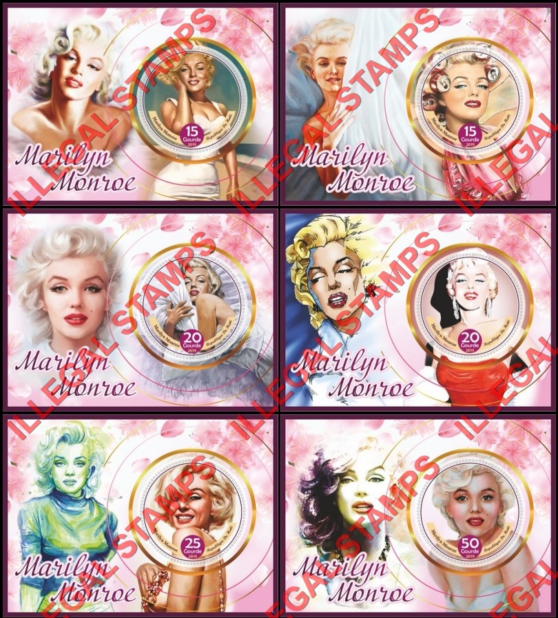 Haiti 2019 Marilyn Monroe Illegal Stamp Souvenir Sheets of 1