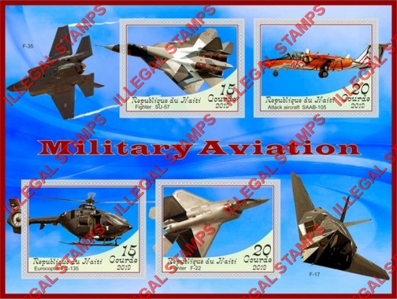 Haiti 2019 Military Aviation Illegal Stamp Souvenir Sheet of 4