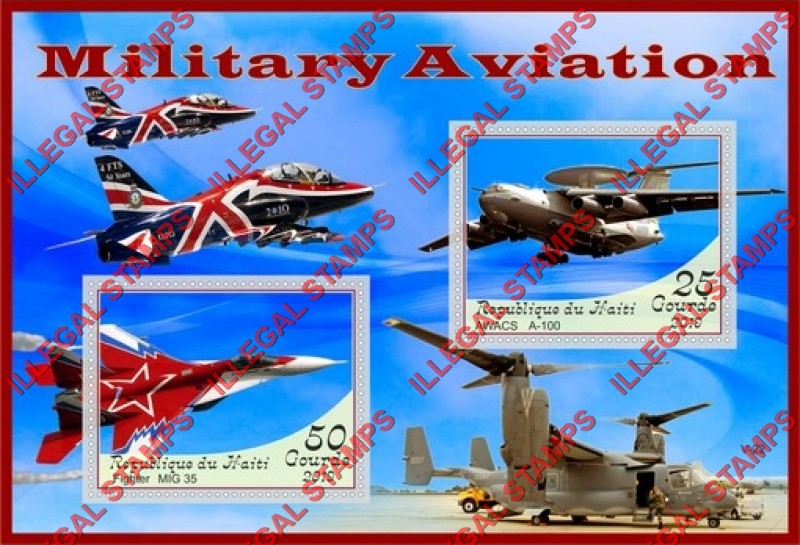 Haiti 2019 Military Aviation Illegal Stamp Souvenir Sheet of 2