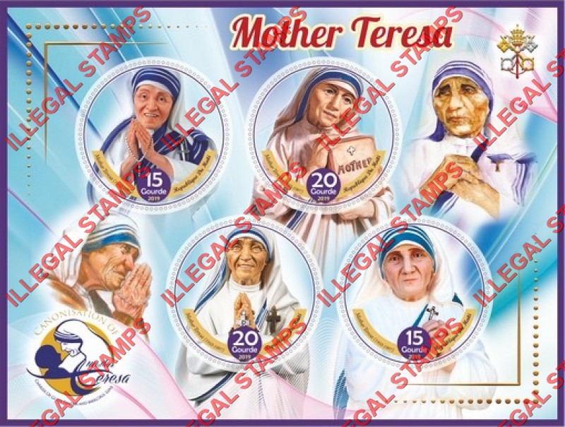 Haiti 2019 Mother Teresa Illegal Stamp Souvenir Sheet of 4
