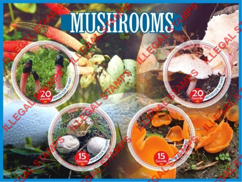 Haiti 2019 Mushrooms Illegal Stamp Souvenir Sheet of 4