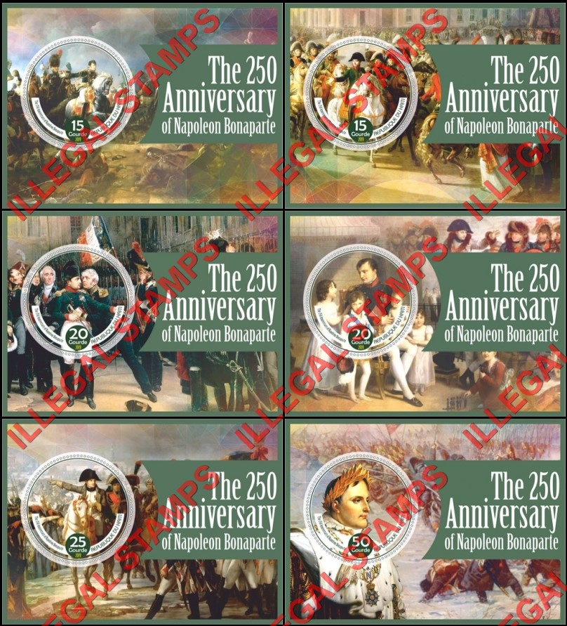 Haiti 2019 Napoleon Bonaparte Illegal Stamp Souvenir Sheets of 1