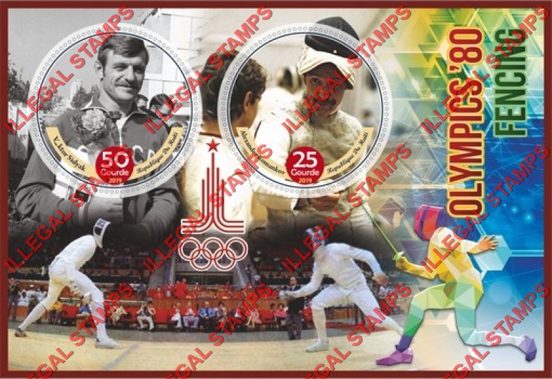 Haiti 2019 Olympic Games 1980 Fencing Illegal Stamp Souvenir Sheet of 2