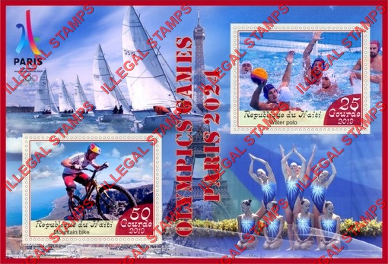 Haiti 2019 Olympic Games in Paris 2024 Illegal Stamp Souvenir Sheet of 2